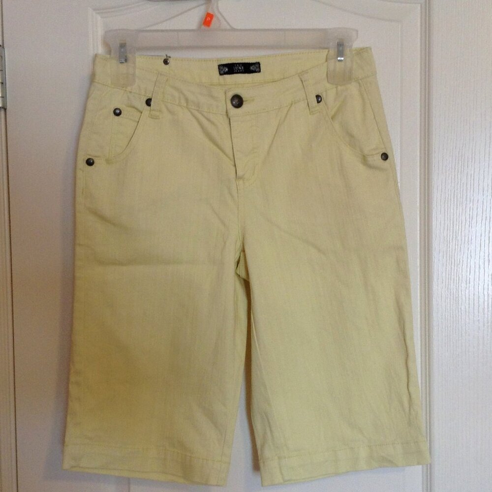 Tru Luxe Jeans Women's Yellow Cropped Capris Denim Pants Bermuda Size US 29/8